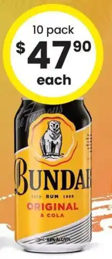 The Bottle O Bundaberg Rum 4.6% Premix Range Cans offer