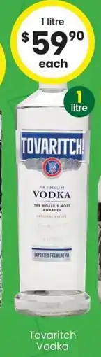 The Bottle O Tovaritch Vodka offer