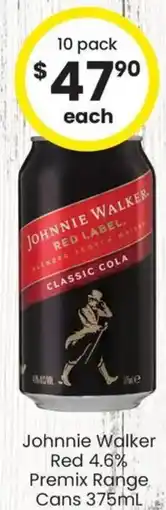 The Bottle O Johnnie Walker Red 4.6% Premix Range Cans offer
