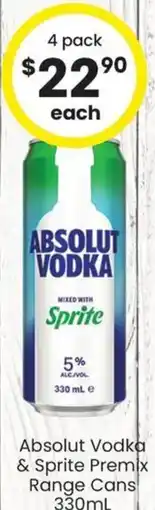 The Bottle O Absolut Vodka & Sprite Premix Range Cans offer
