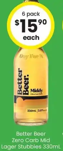The Bottle O Better Beer Zero Carb Mid Lager Stubbies offer