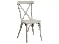 LivingStyles Ochey Commercial Grade Aluminium Indoor / Outdoor Cross Back Dining Chair, Set of 2, Distressed White offer