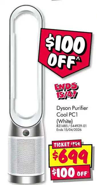 JB Hi-Fi Dyson Purifier Cool PC1 (White) offer