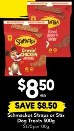 Drakes Schmackos Strapz or Stix Dog Treats offer