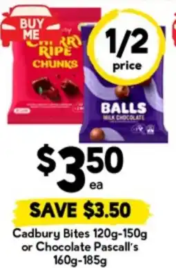 Drakes Cadbury Bites or Chocolate Pascall's offer