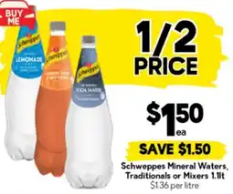 Drakes Schweppes Mineral Waters, Traditionals or Mixers offer