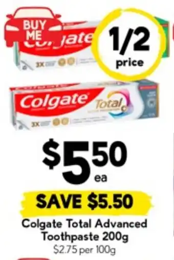 Drakes Colgate Total Advanced Toothpaste offer