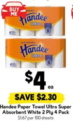 Drakes Handee Paper Towel Ultra Super Absorbent White 2 Ply offer