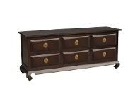 LivingStyles Melilis Solid Mahogany Timber 6 Drawer 180cm Buffet Table - Chocolate offer