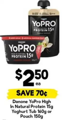Drakes Danone YoPro High In Natural Protein Yoghurt Tub or Pouch offer