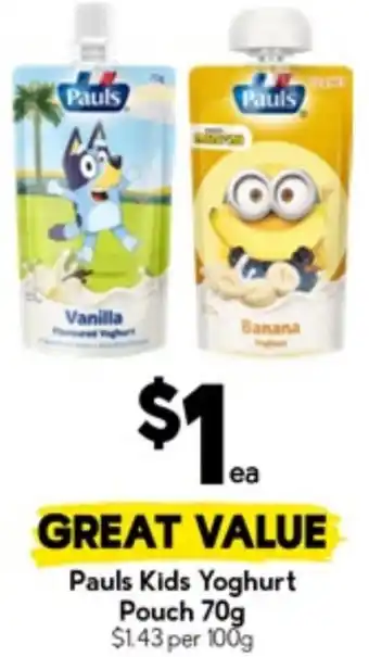 Drakes Pauls Kids Yoghurt Pouch offer
