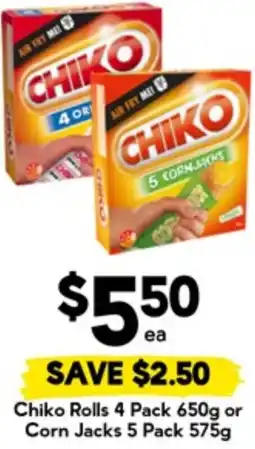 Drakes Chiko Rolls or Corn Jacks offer