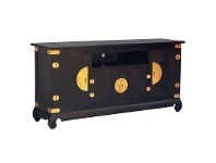 LivingStyles Ming Solid Mahogany Timber 4 Door 182cm TV Unit - Chocolate offer