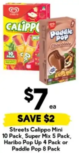Drakes Streets Calippo Mini , Super Mix , Haribo Pop Up or Paddle Pop offer