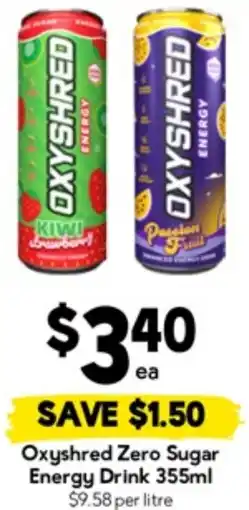 Drakes Oxyshred Zero Sugar Energy Drink offer