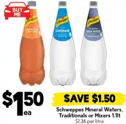 Drakes Schweppes Mineral Waters, Traditionals or Mixers offer