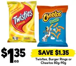 Drakes Twisties, Burger Rings or Cheetos offer