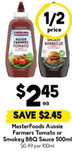 Drakes MasterFoods Aussie Farmers Tomato or Smokey BBQ Sauce offer
