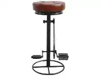 Lambton Hand Crafted Industrial Iron Bar Stool with Leather Seat