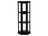 LivingStyles Hexagon Mahogany Timber Display Cabinet, Chocolate offer