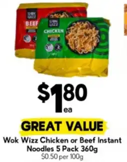Drakes Wok Wizz Chicken or Beef Instant Noodles offer