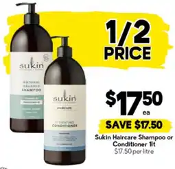 Drakes Sukin Haircare Shampoo or Conditioner offer