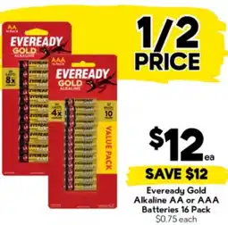 Drakes Eveready Gold Alkaline AA or AAA Batteries offer