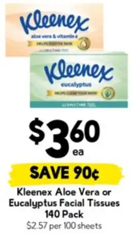 Drakes Kleenex Aloe Vera or Eucalyptus Facial Tissues offer