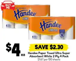 Drakes Handee Paper Towel Ultra Super ea Absorbent White 2 Ply offer