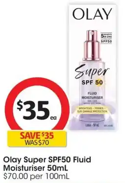 Coles Olay Super SPF50 Fluid Moisturiser offer