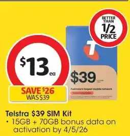 Coles Telstra $39 SIM Kit offer