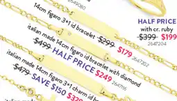 Goldmark italian made 14cm figaro id bracelet with diamond offer