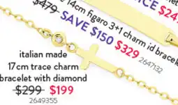 Goldmark italian made 17cm trace charm bracelet with diamond offer