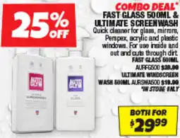 Autobarn Combo deal fast glass 500ml & ultimate screen wash offer