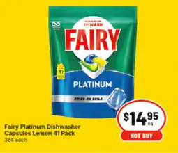 IGA Fairy Platinum Dishwasher Capsules Lemon offer
