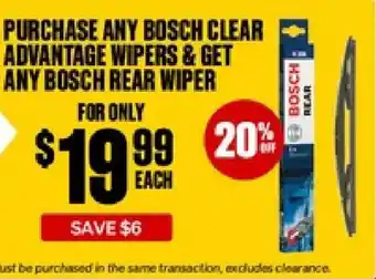 Purchase any bosch clear advantage wipers & get any bosch rear wiper