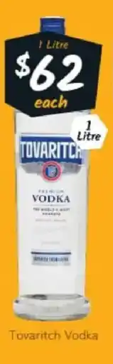 Cellarbrations Tovaritch Vodka offer
