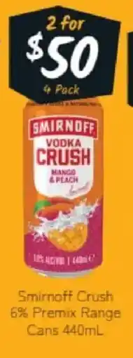 Cellarbrations Smirnoff Crush 6% Premix Range Cans offer