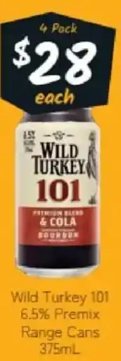 Cellarbrations Wild Turkey 101 6.5% Premix Range Cans offer