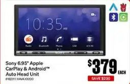 SuperCheap Auto Sony 6.95 Apple CarPlay & Android Auto Head Unit offer