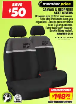 Autobarn Canvas & neoprene seat covers offer