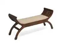 LivingStyles Liam Mahogany Timber Bench with Cushioned Seat, Mahogany offer