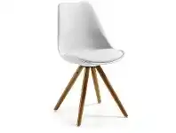 Lakota PU Leather Dining Chair, Timber Leg, White / Natural