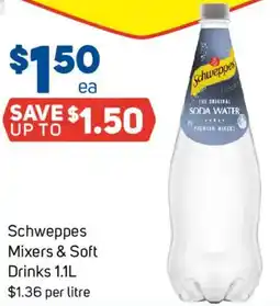 Foodland Schweppes Mixers & Soft Drinks offer