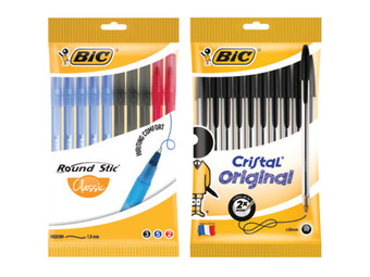 Foodworks Bic round stic, cristal pen 10 pack, kids crayons 12 pack or softfeel pen 3 pack offer
