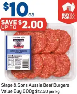 Foodland Slape & Sons Aussie Beef Burgers Value Buy offer