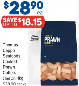 Foodland Thomas Cappo Seafoods Cooked Prawn Cutlets offer
