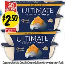 NQR Danone Ultimate Double Cream Golden Honey Yoghurt 4 Pack offer