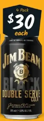 Cellarbrations Jim Beam Black Double Serve 6.9% Premix Cans offer