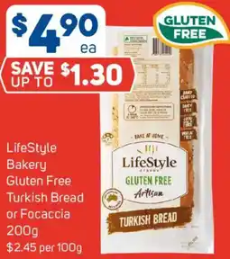 Foodland LifeStyle Bread Gluten Free Turkish Bread or Focaccia offer